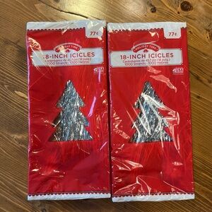 Holiday Time Christmas Tree Tinsel Icicles 1000 Strands 18"long‎ Silver Lot of 2
